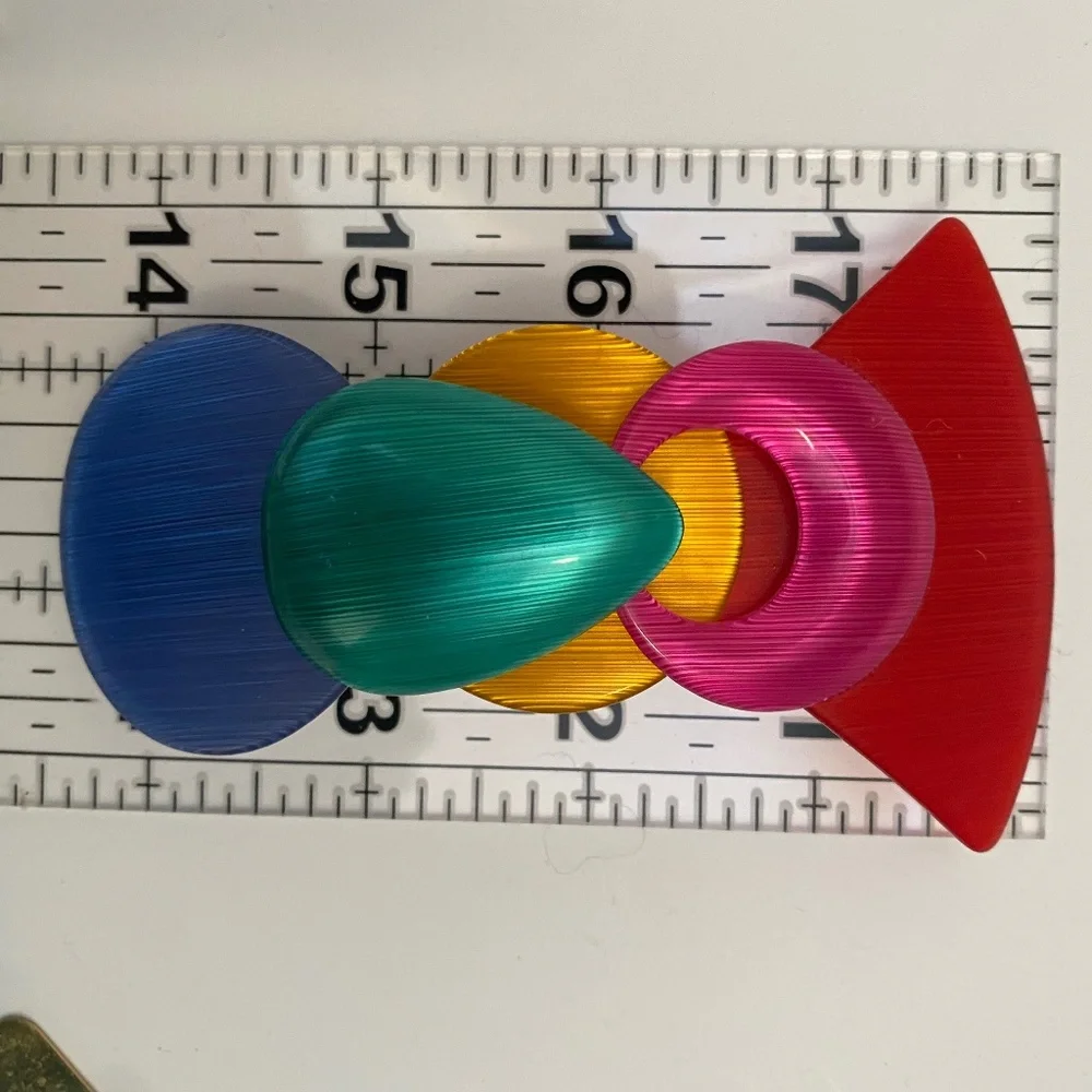 Vintage Hair Clip PostModern Colorful Lucite Acrylic Plastic Pop Art Geometric